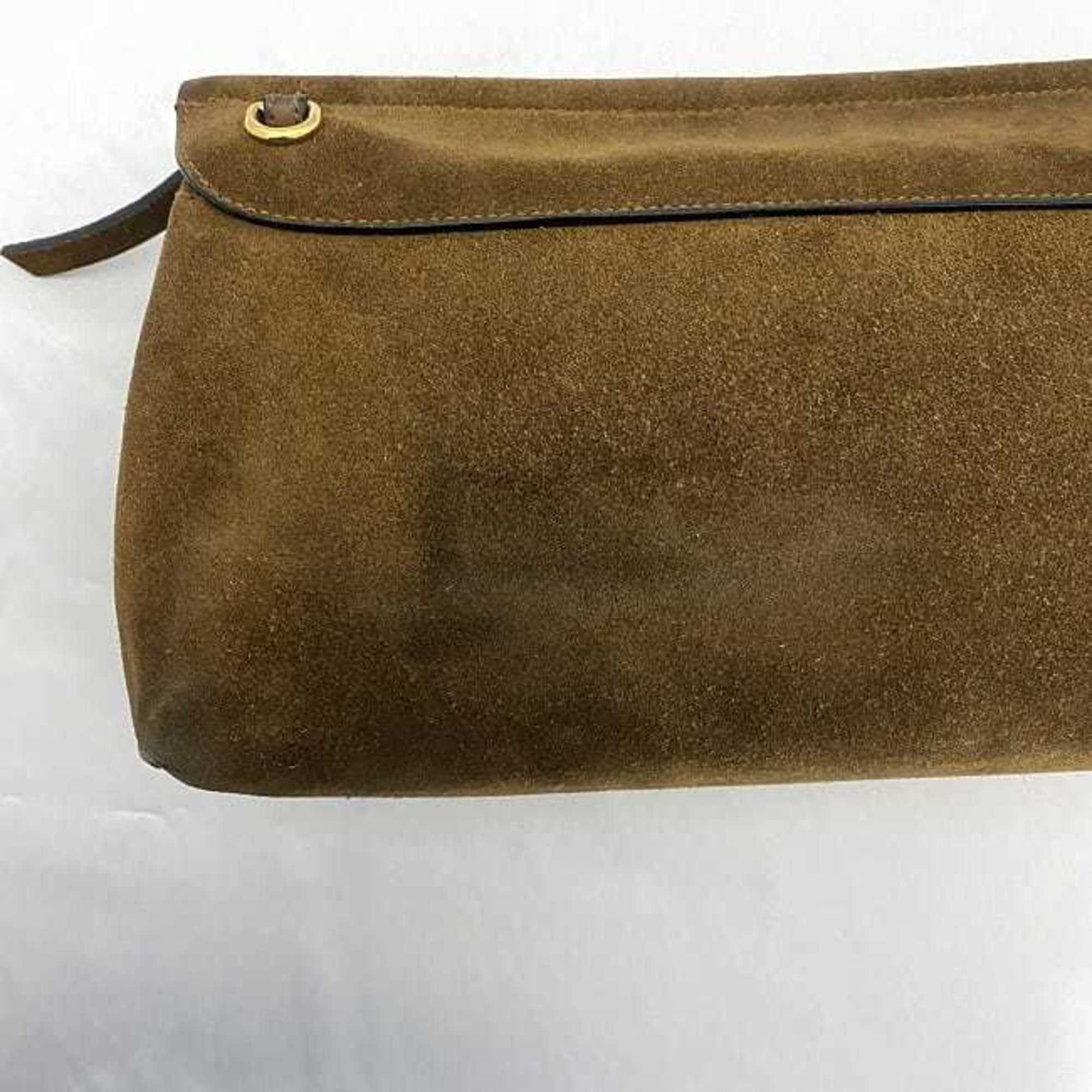 Burberry Chain Brown Shoulder Bag Suede BURBERRY Flap 2way Clutch Ladies Compact