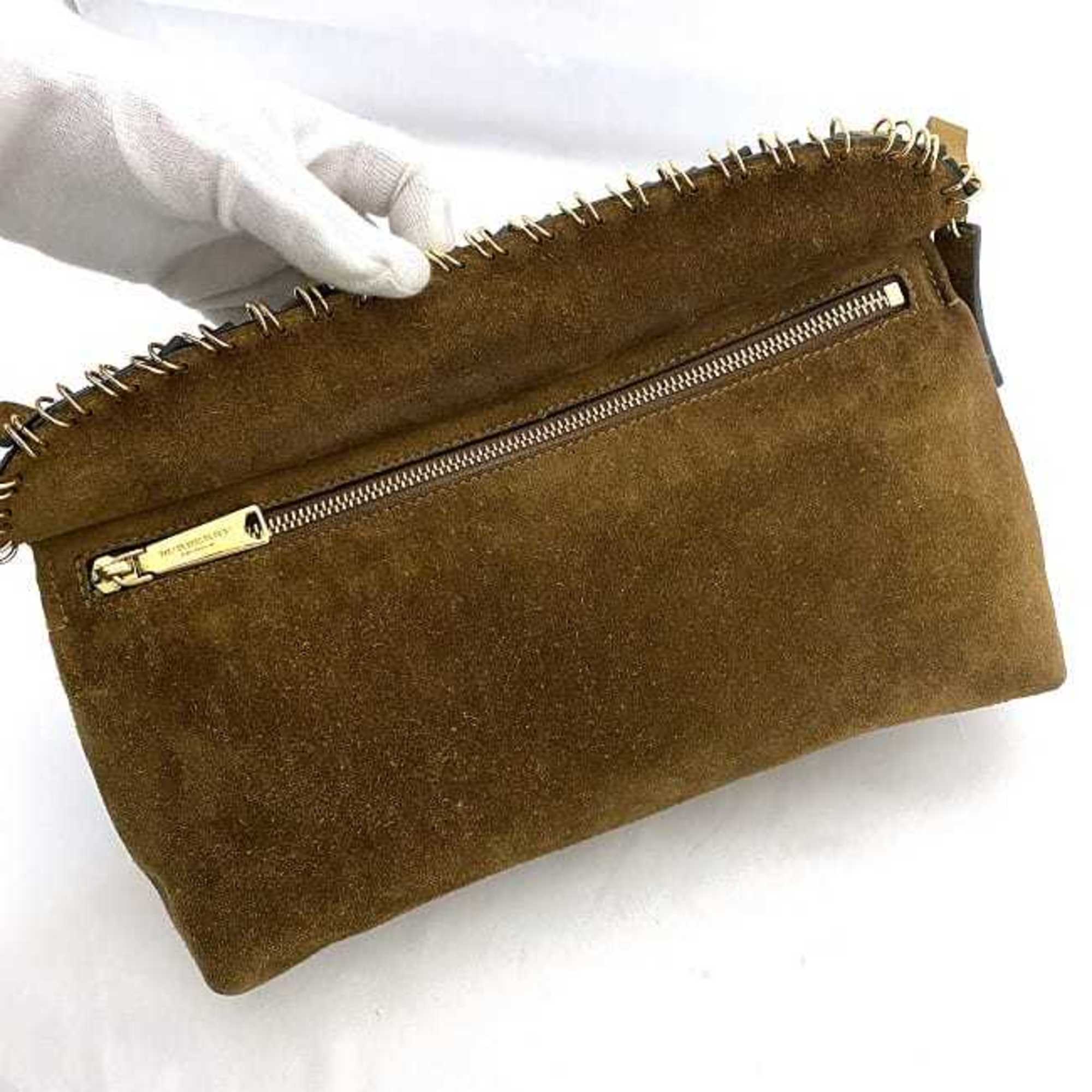 Burberry Chain Brown Shoulder Bag Suede BURBERRY Flap 2way Clutch Ladies Compact