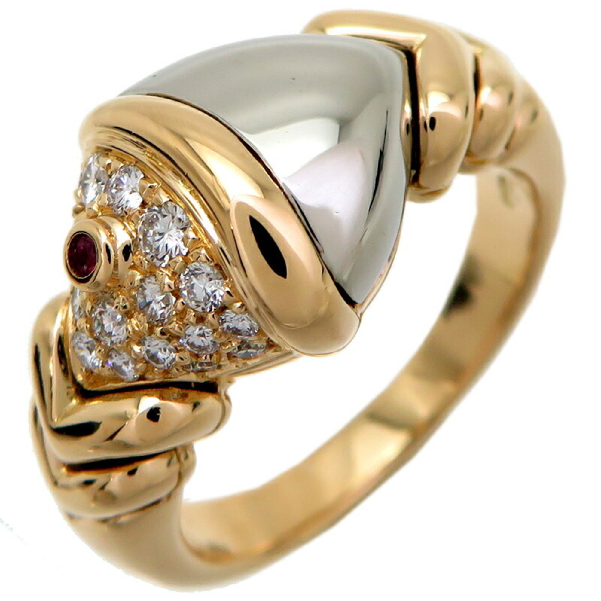 Bvlgari 750YG 750WG Naturalia Women's Ring 750 Yellow Gold No. 10.5