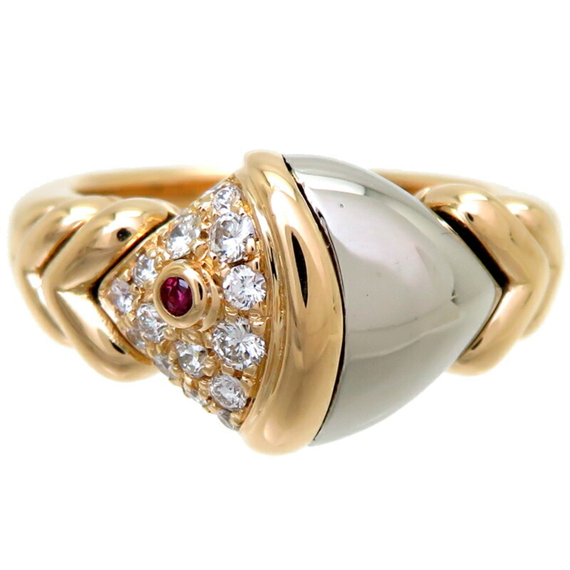 Bvlgari 750YG 750WG Naturalia Women's Ring 750 Yellow Gold No. 10.5