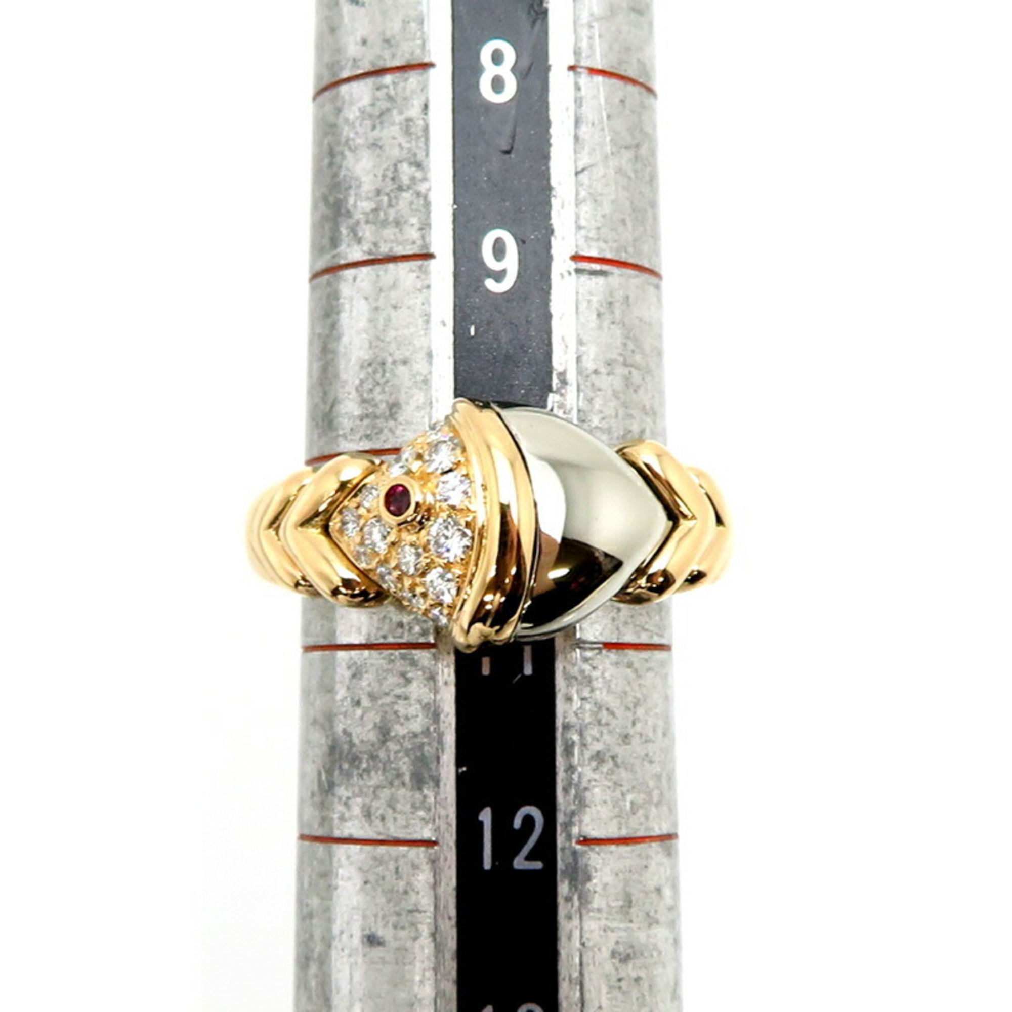 Bvlgari 750YG 750WG Naturalia Women's Ring 750 Yellow Gold No. 10.5