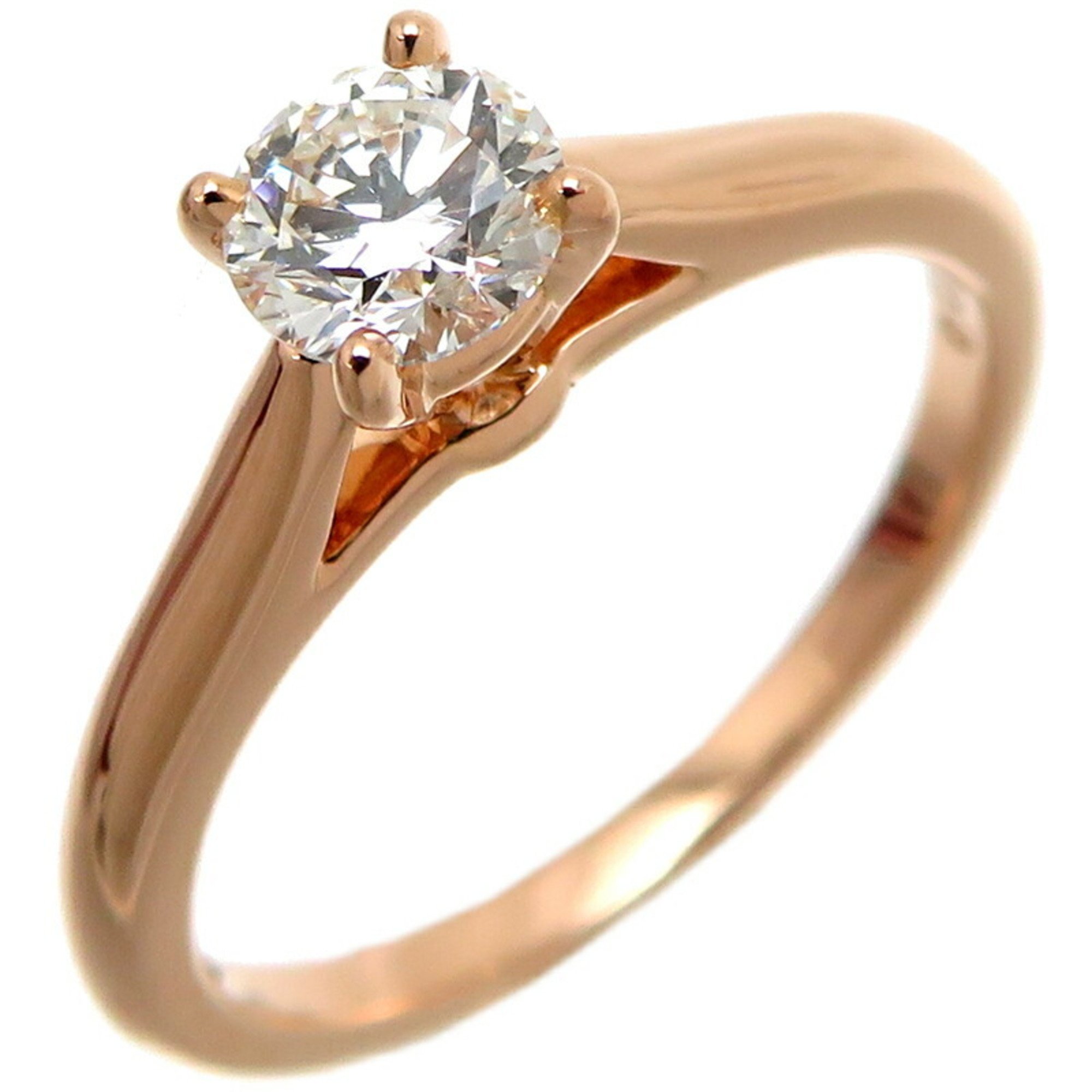 Cartier #47 0.32ct Diamond Solitaire Women's Ring 750 Pink Gold No. 7