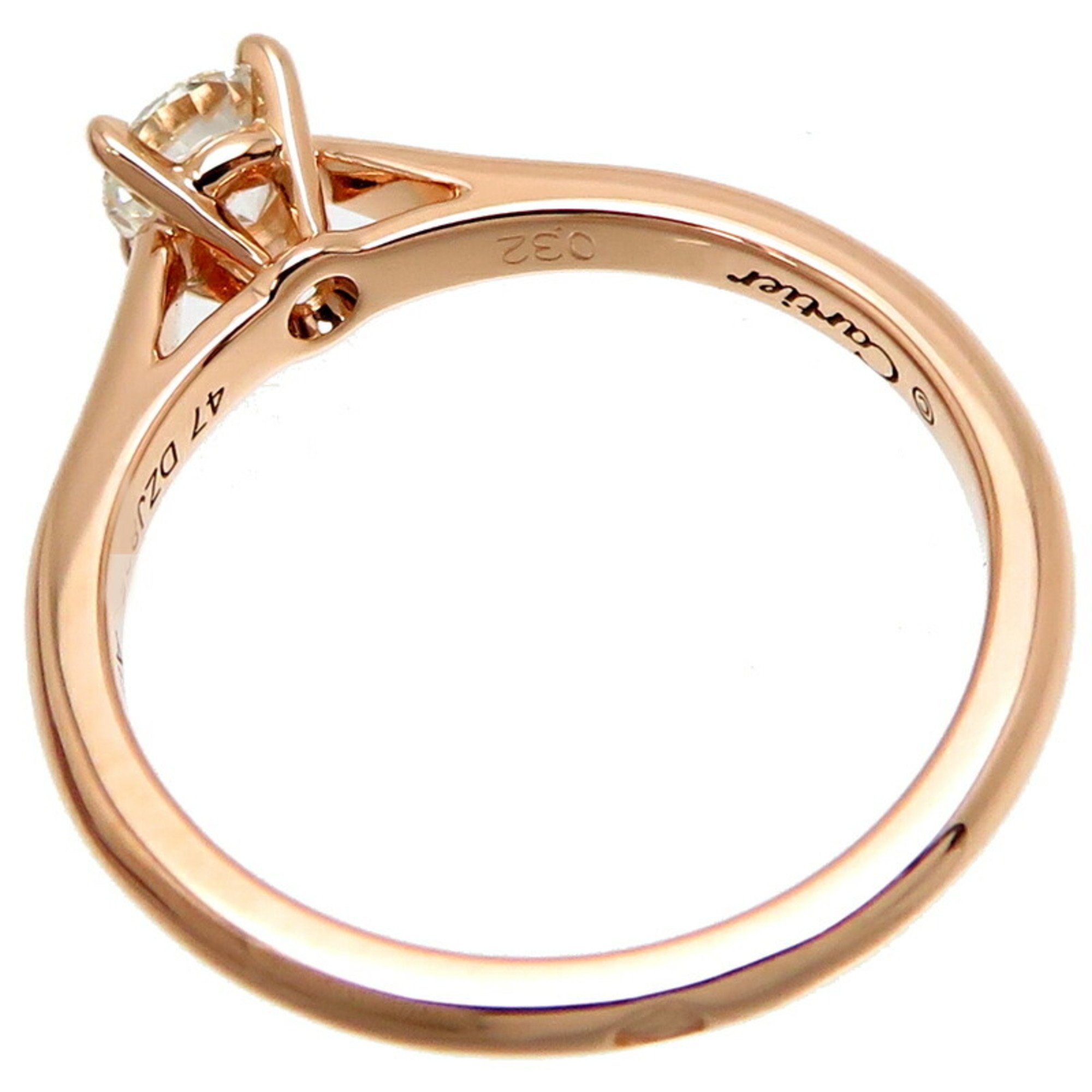 Cartier #47 0.32ct Diamond Solitaire Women's Ring 750 Pink Gold No. 7