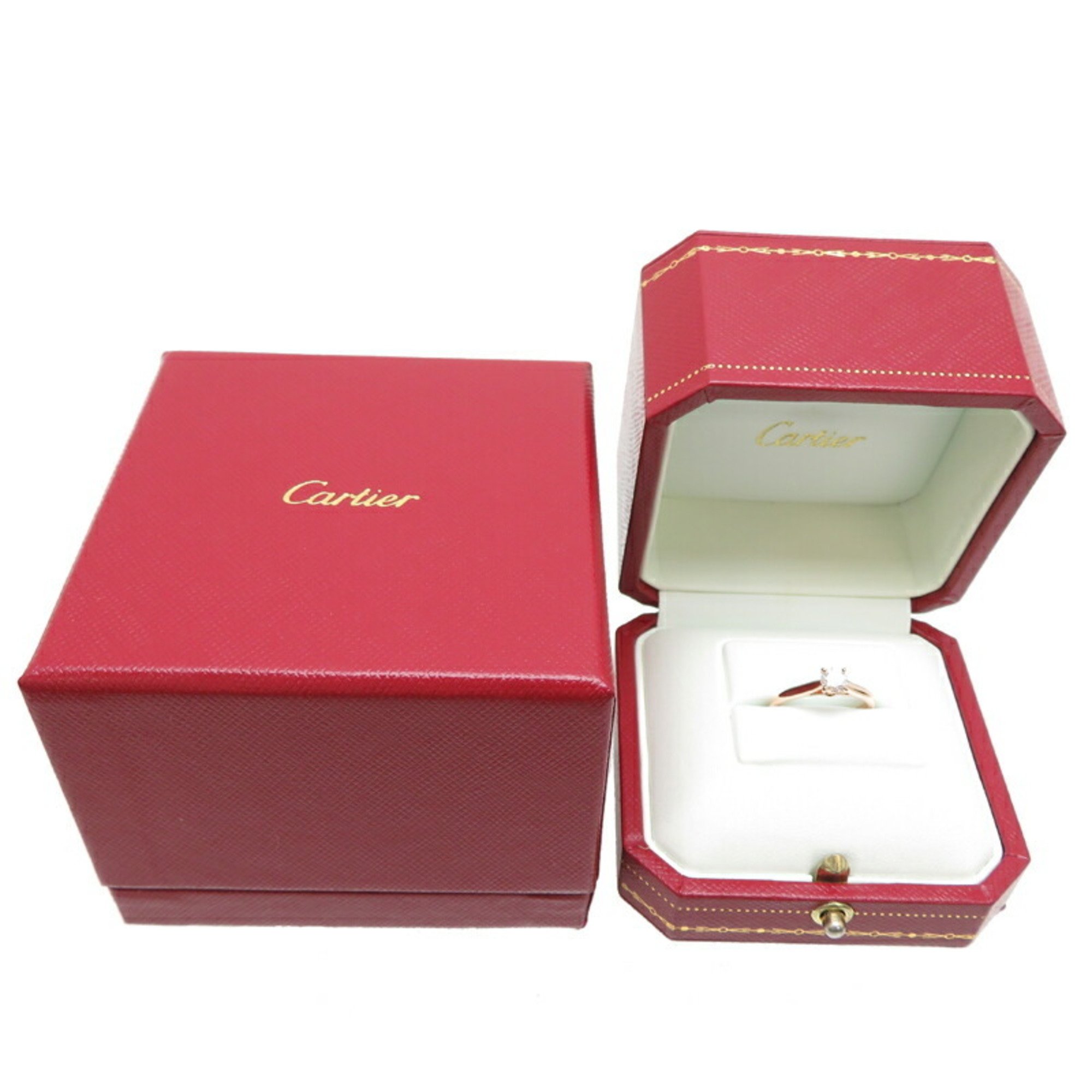 Cartier #47 0.32ct Diamond Solitaire Women's Ring 750 Pink Gold No. 7