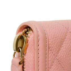 CHANEL Long Wallet Zip Round 27 Series CC Filigree Matelasse Coco Mark Light Pink A84449 Women's Billfold