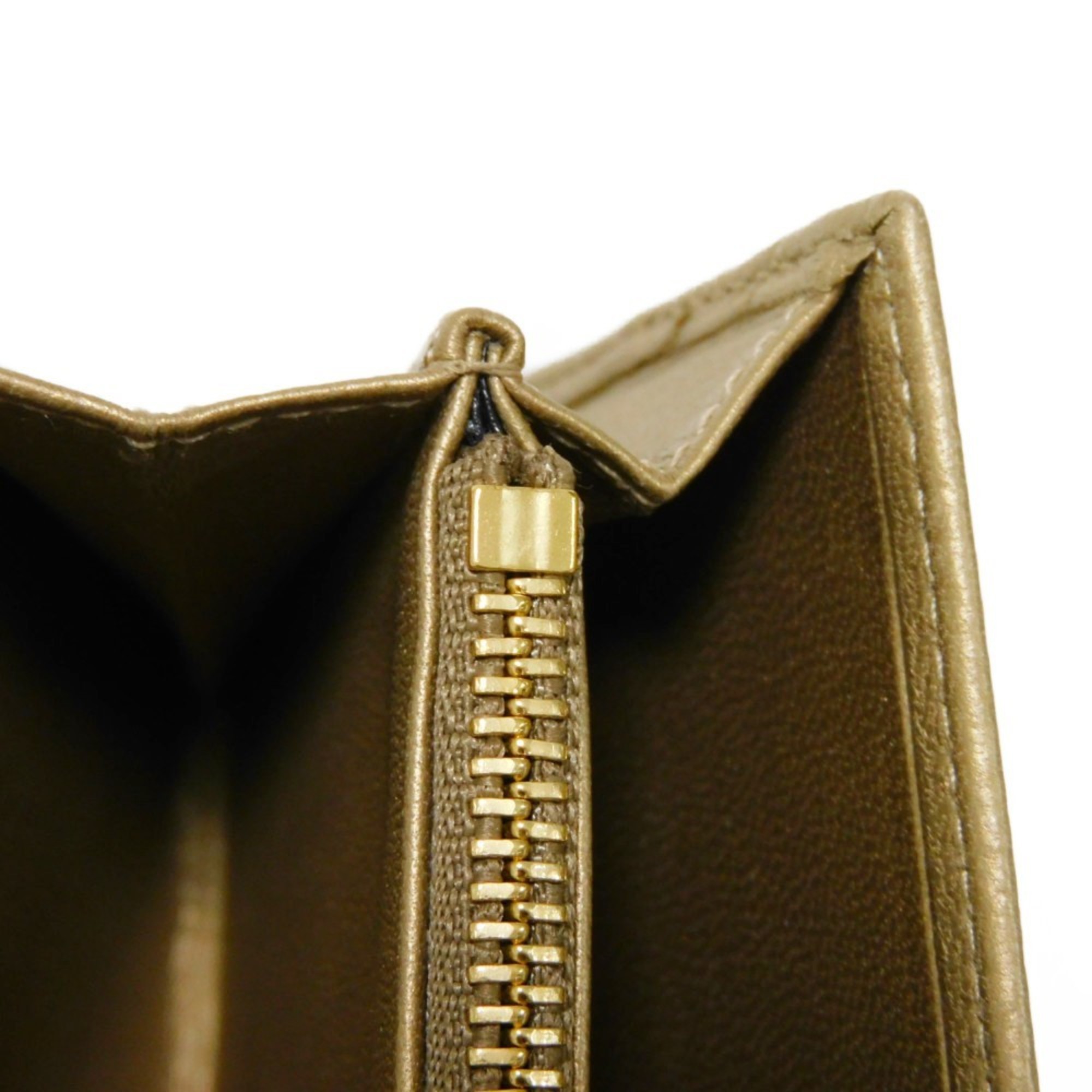 LOEWE Long Wallet Flap Coin Case Anagram Lambskin Dark Gold 182.82.C18 Men's Women's Billfold