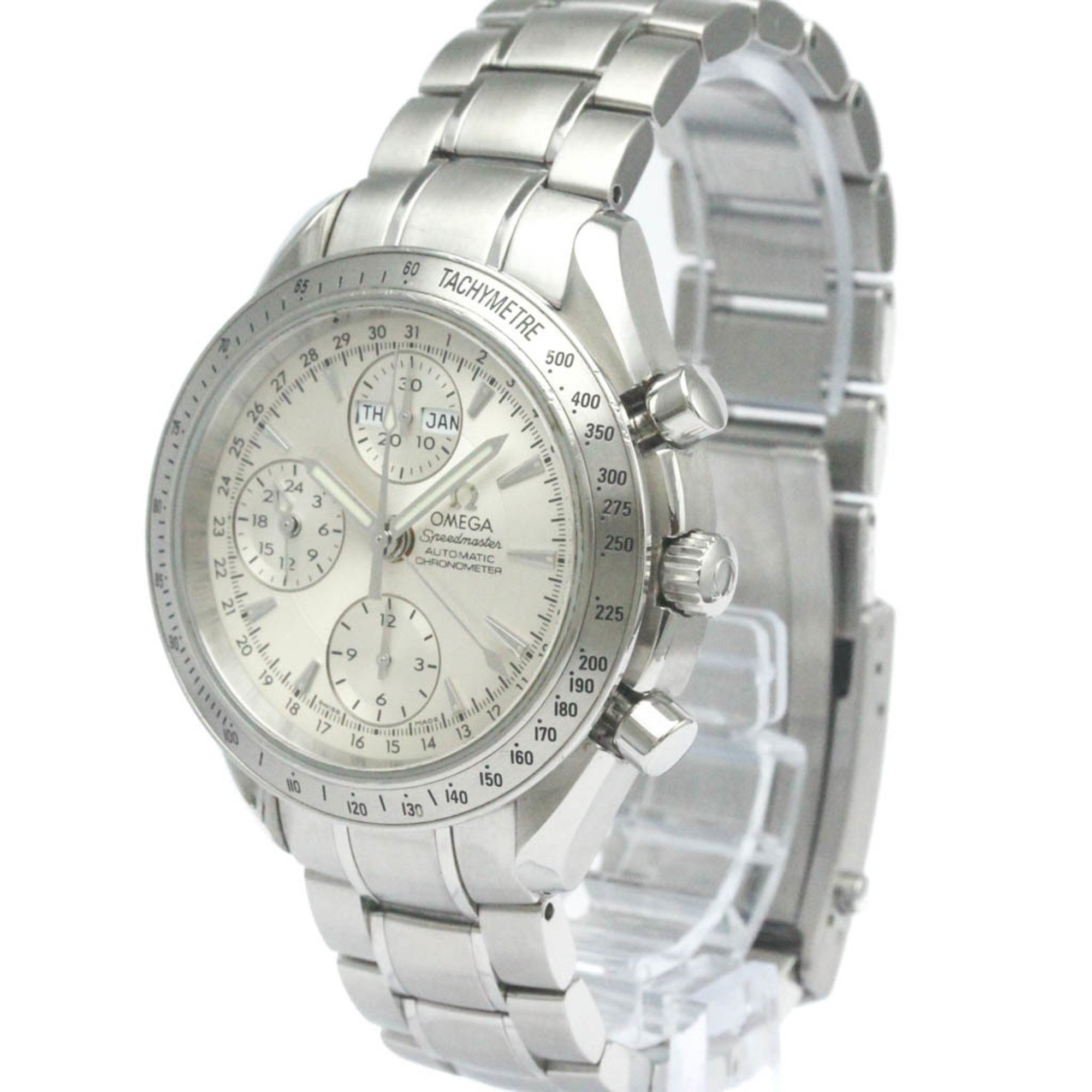 Polished OMEGA Speedmaster Day Date Steel Automatic Mens Watch 3221.30 BF563395