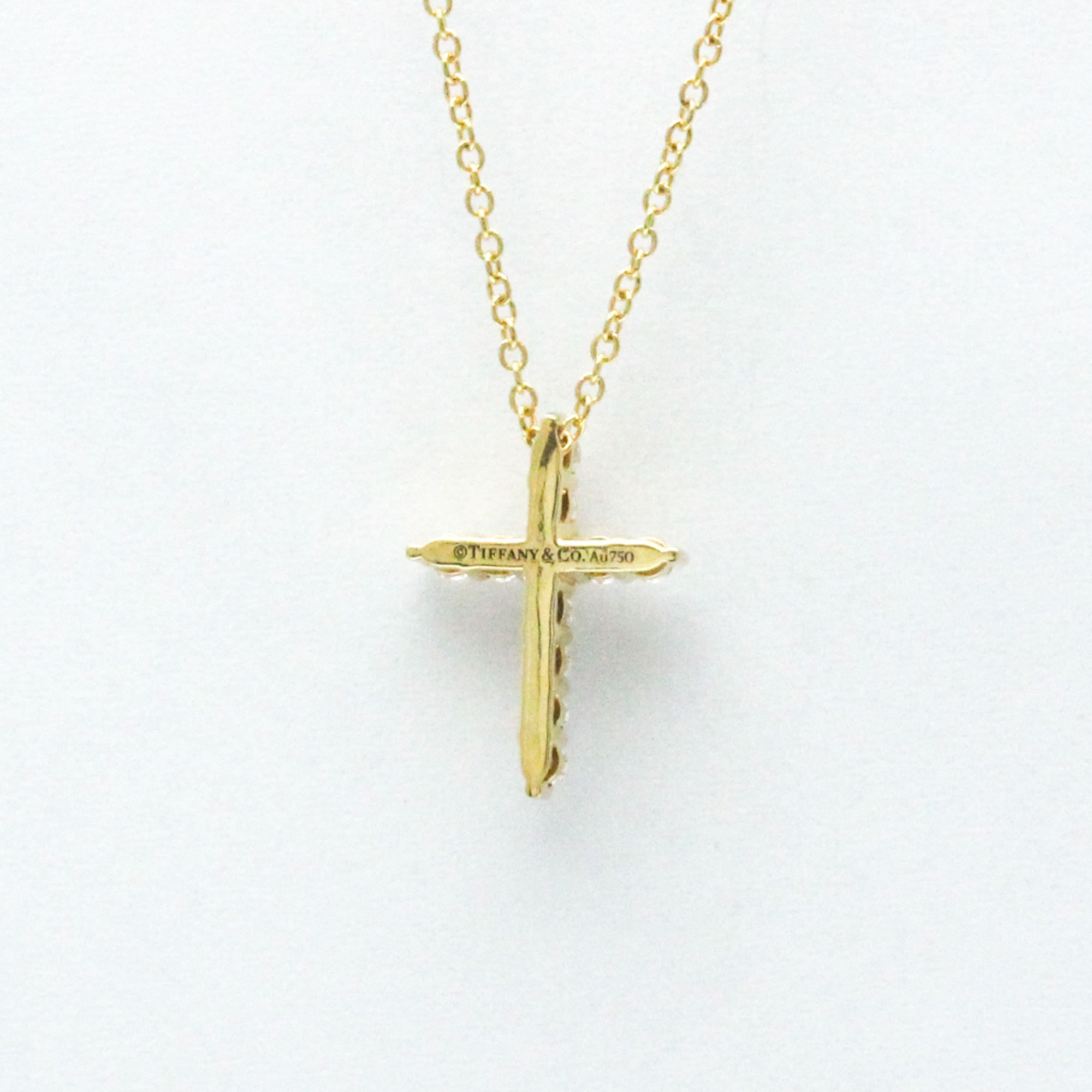 Tiffany Mini Cross Diamond Necklace Yellow Gold (18K) Diamond Men,Women Fashion Pendant Necklace (Gold)