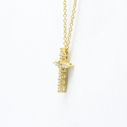 Tiffany Mini Cross Diamond Necklace Yellow Gold (18K) Diamond Men,Women Fashion Pendant Necklace (Gold)