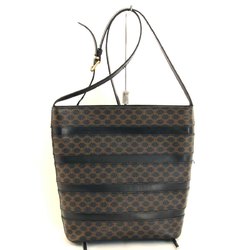 CELINE Macadam pattern shoulder bag leather black ladies