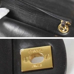 CHANEL W Flap Matelasse Chain Shoulder Bag Lambskin Black Women's