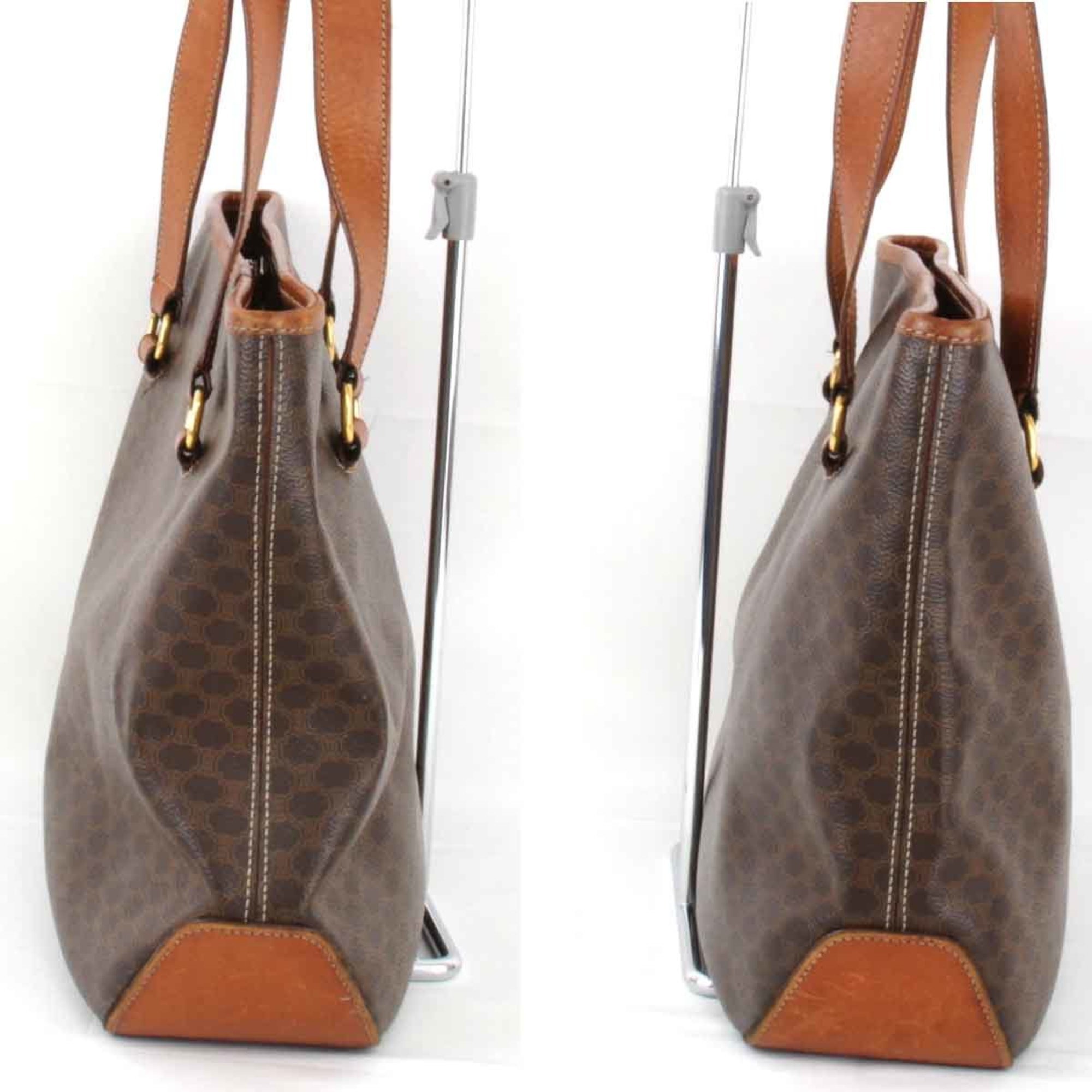 CELINE Macadam pattern tote bag leather brown ladies