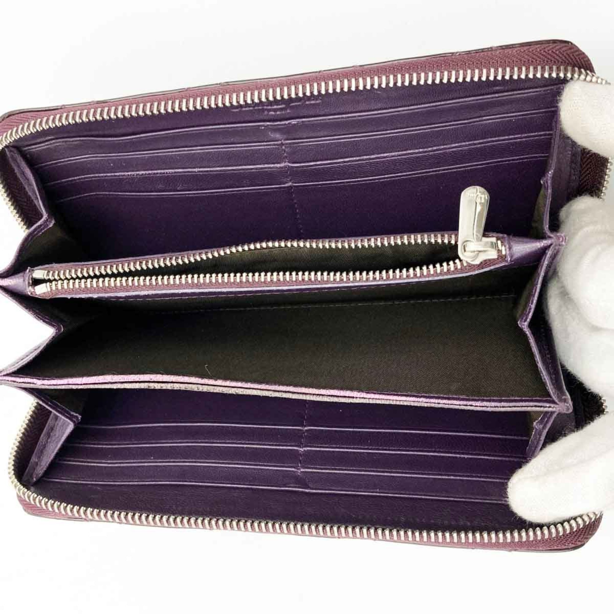 Christian Dior Long Wallet Lady Voyage Purple Brown Enamel Ladies 02 LU 0039 ITQT6LE8JAFW