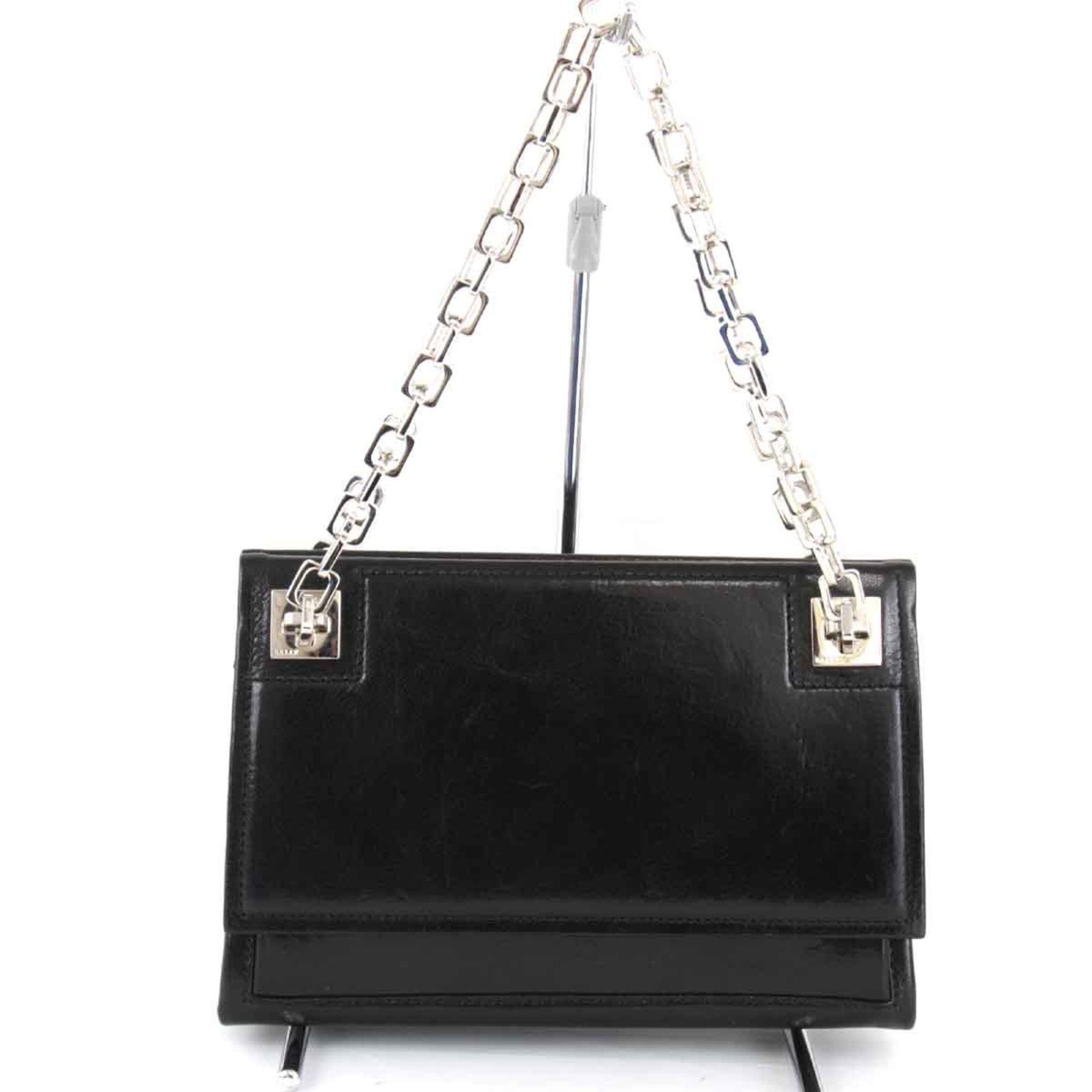 BALLY Chain Shoulder Bag Leather Black Ladies