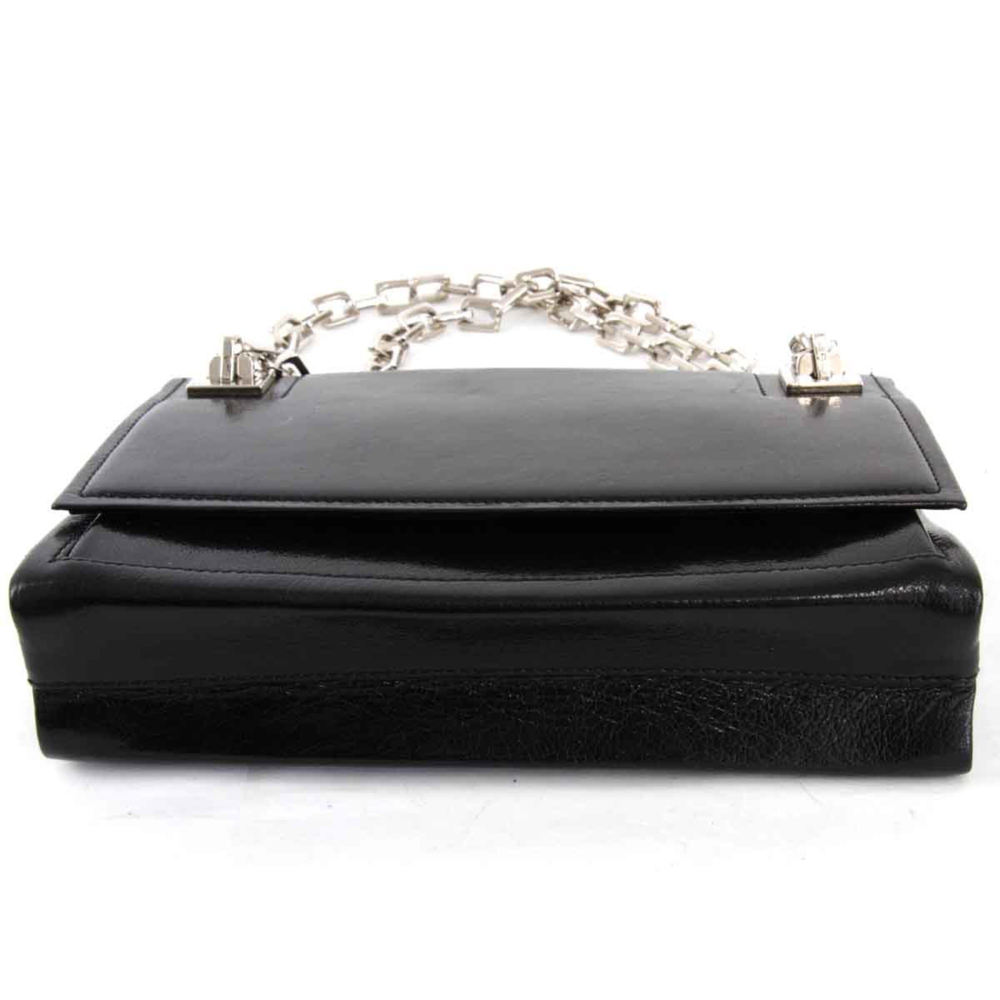 BALLY Chain Shoulder Bag Leather Black Ladies