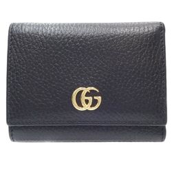 GUCCI Petit Marmont Compact Wallet 474746 Trifold Leather Black 180123