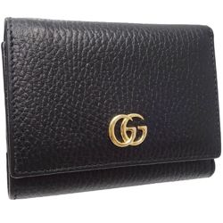 GUCCI Petit Marmont Compact Wallet 474746 Trifold Leather Black 180123