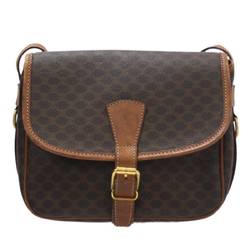 Celine Shoulder Bag Macadam Brown PVC, Leather