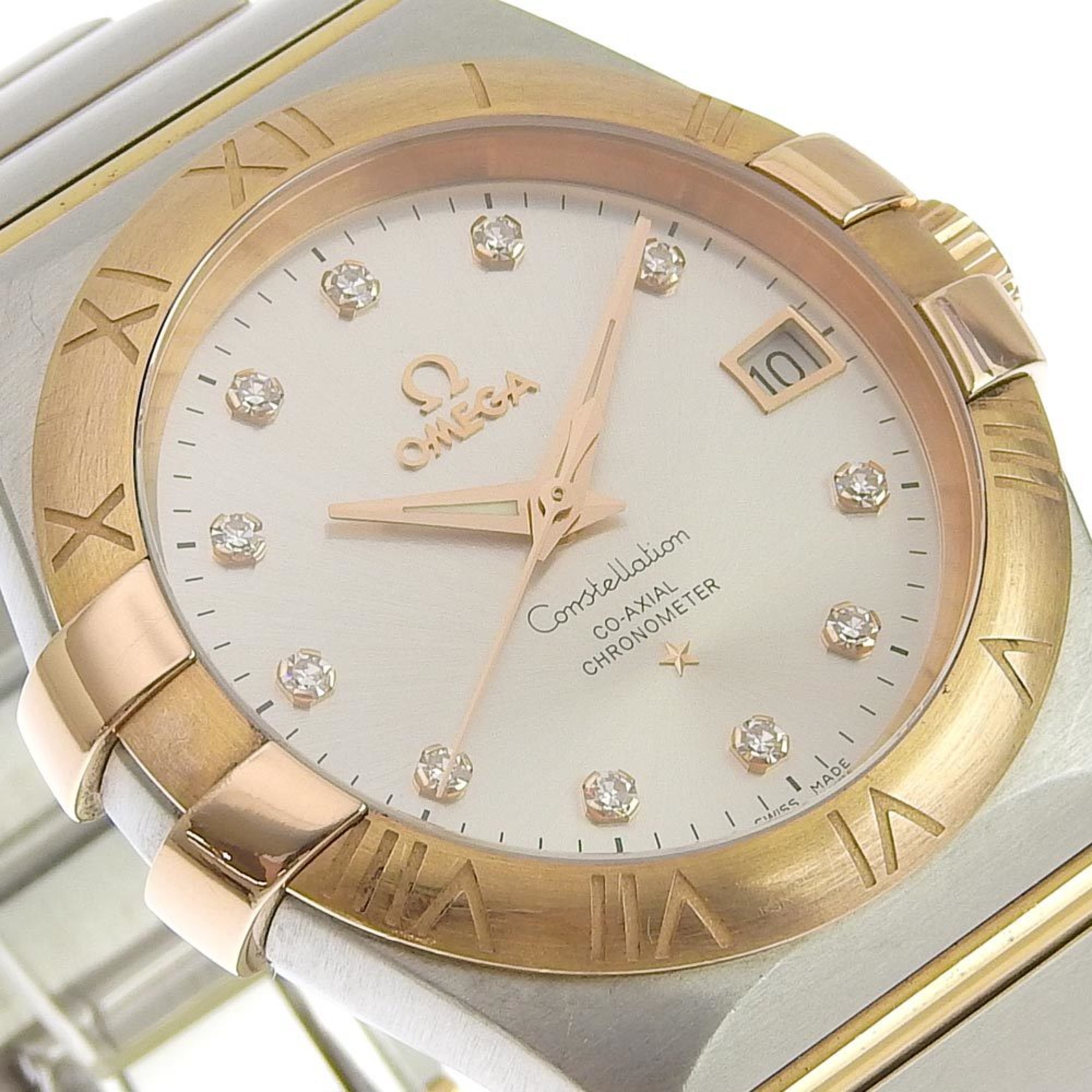 Omega OMEGA Constellation Watch 11P Diamond 123.20.35.20.52.001 Stainless Steel x K18 Pink Gold Automatic Winding Analog Display Silver Dial Men's