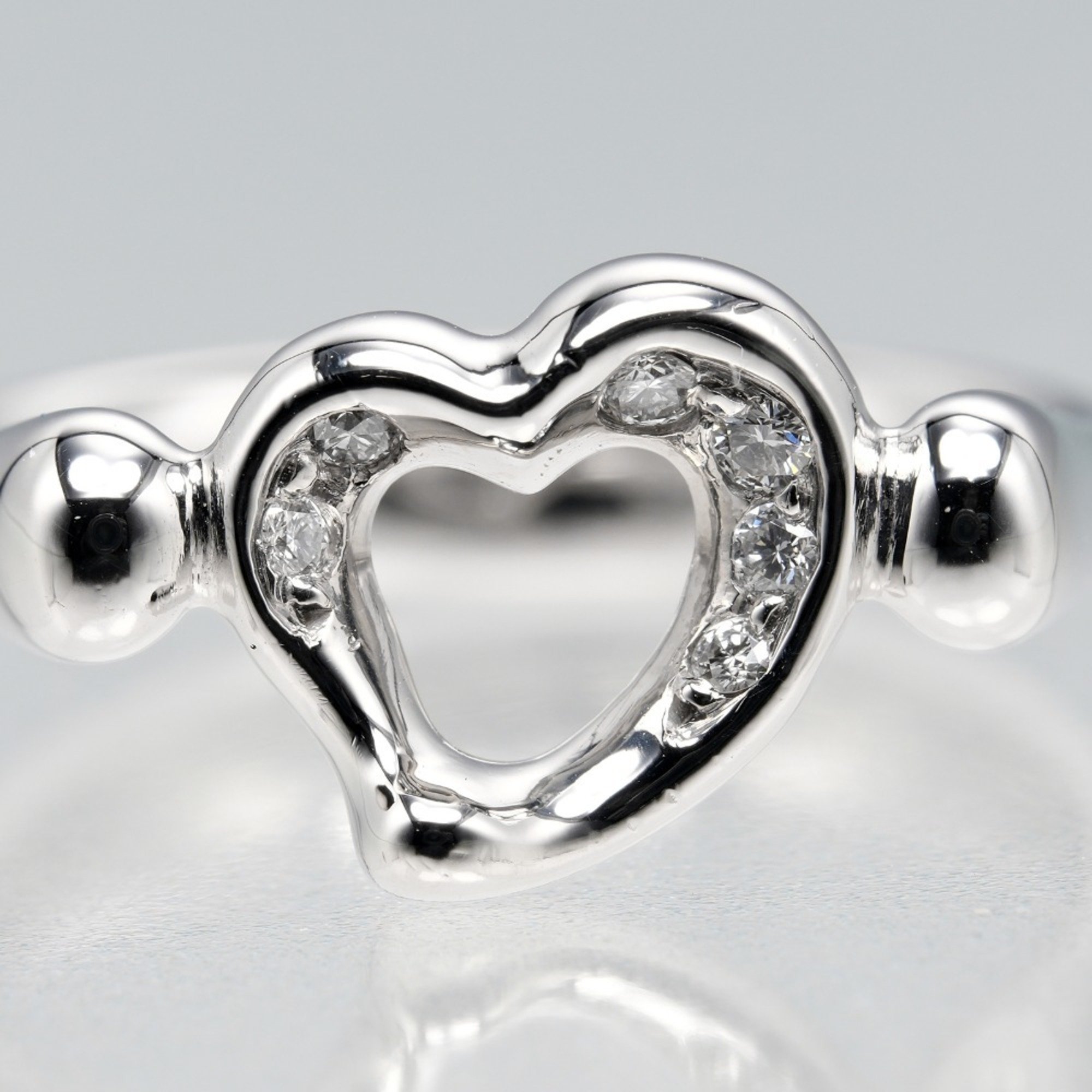 Tiffany TIFFANY&Co. Open Heart Ring Pt950 Platinum 6P Diamond Approx. 6.21g I112223093