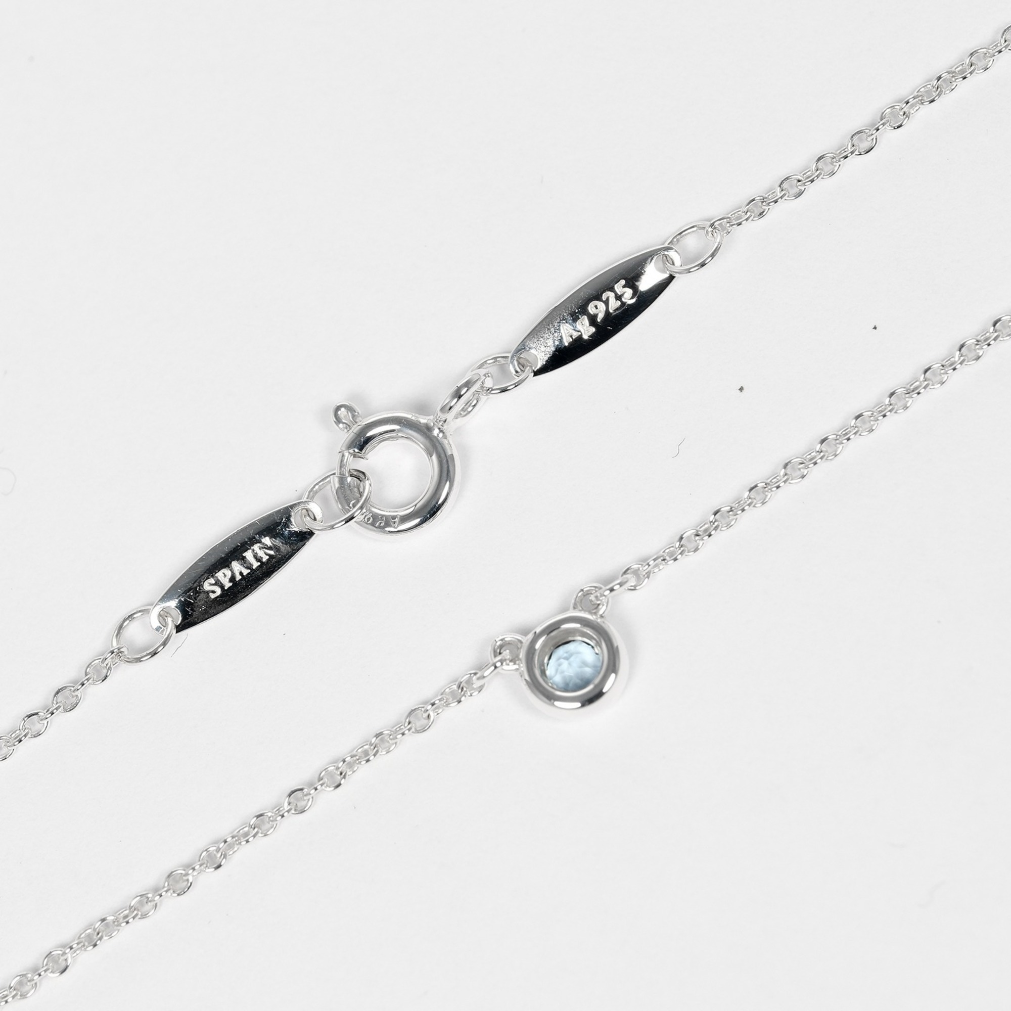 Tiffany TIFFANY&Co. Visor Yard Necklace Silver 925 Aquamarine Approx. 1.63g I112223031