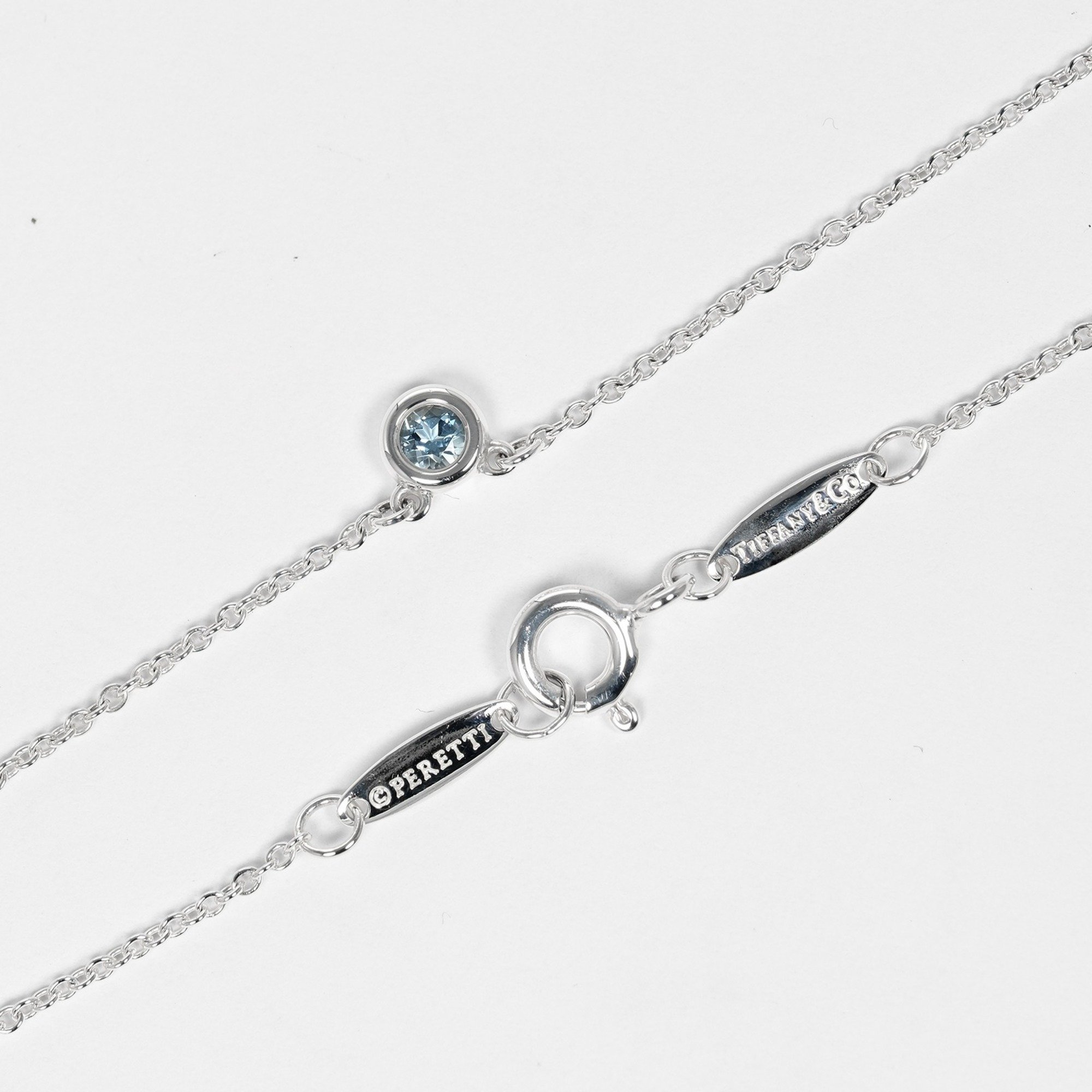 Tiffany TIFFANY&Co. Visor Yard Necklace Silver 925 Aquamarine Approx. 1.63g I112223031
