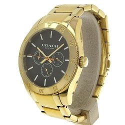 Coach Day Date Watch CA133.2.95.1754 Gold Plated Quartz Multi-Hand Analog Display Black Dial Men's I220823031