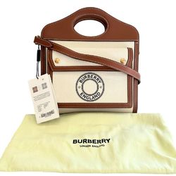 BURBERRY Pocket bag Handbag Shoulder Canvas x Calf 2way Open Women's I111624054