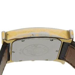 Hermes H watch HH1.501 gold plated quartz analog display white dial ladies I213023017