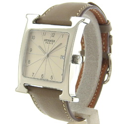 Hermes HERMES H watch HH1.810 Stainless steel x leather 2013 Silver Beige □Q Quartz Analog display dial Men's I213023045