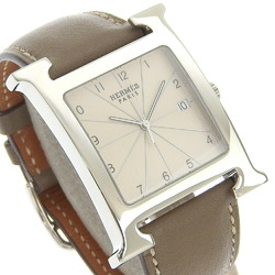 Hermes HERMES H watch HH1.810 Stainless steel x leather 2013 Silver Beige □Q Quartz Analog display dial Men's I213023045