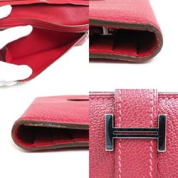 Hermes Unisex Chevre Myzore Leather Long Wallet (bi-fold) Rouge Grenat