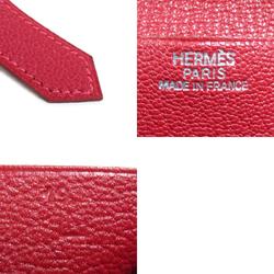 Hermes Unisex Chevre Myzore Leather Long Wallet (bi-fold) Rouge Grenat