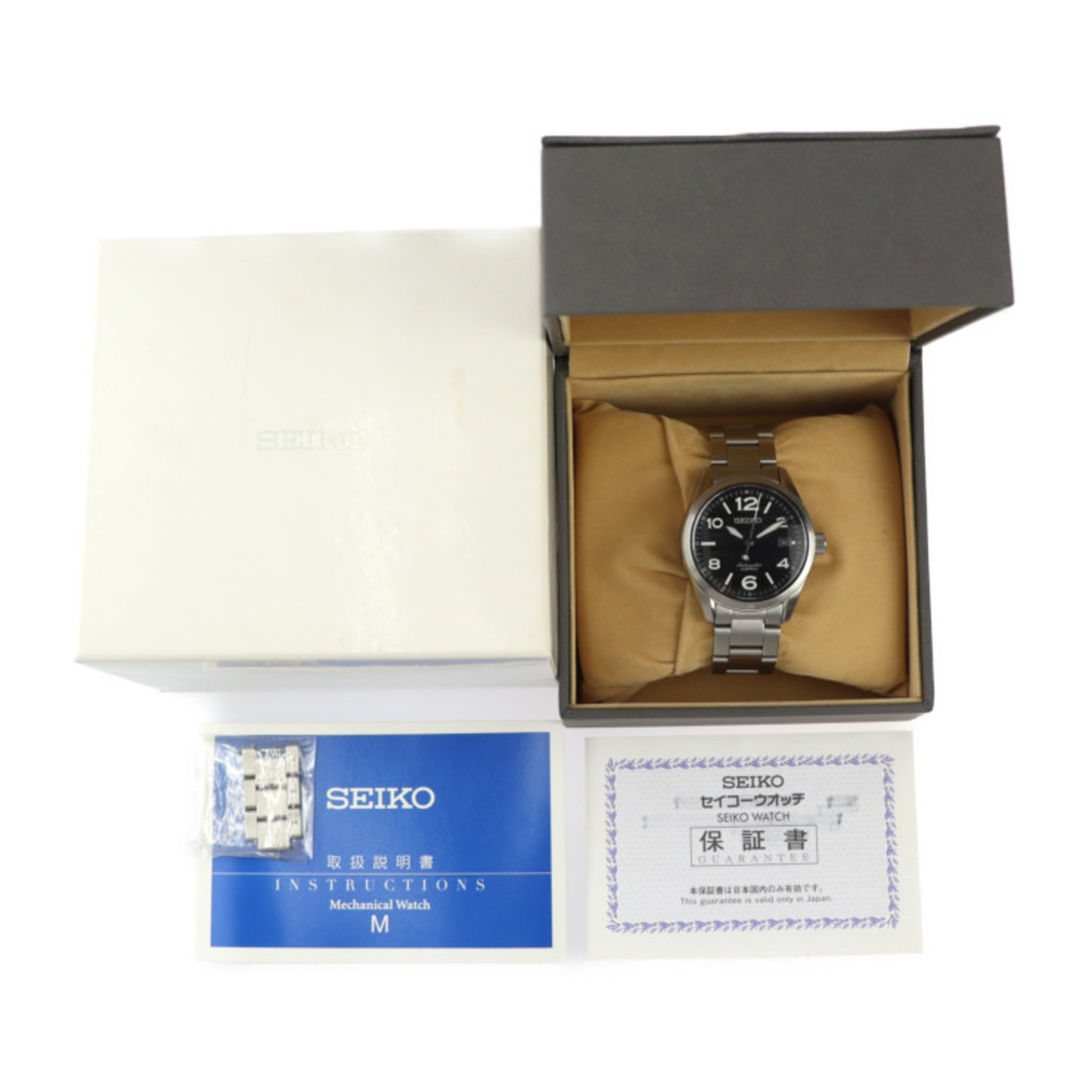 SEIKO Mechanical Automatic Watch SARG009 6R15-02R0 Stainless Steel Silver Black Dial Date 10 ATM Water Resistant