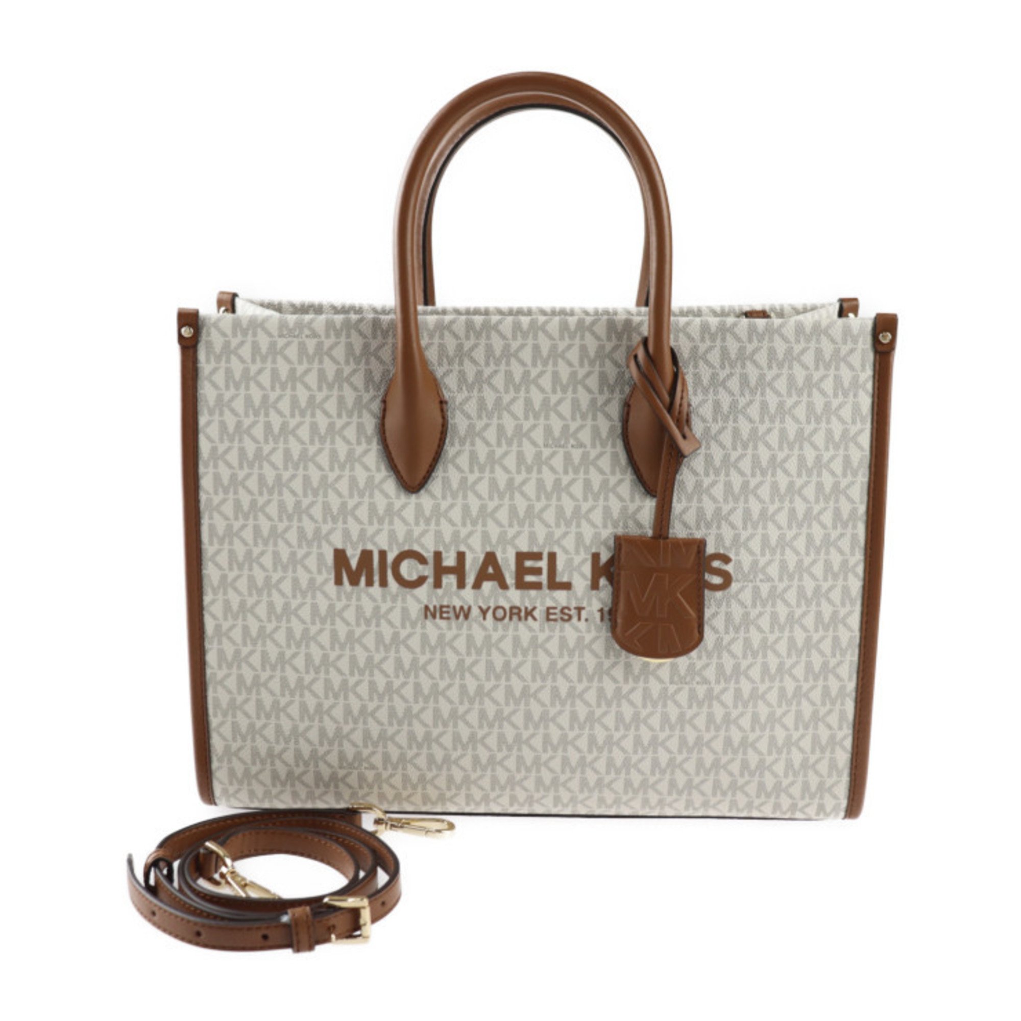 Michael Kors MIRELLA MD EW TOTE Handbag 35F2G7ZT2B PVC Leather Vanilla Tote Bag Shoulder