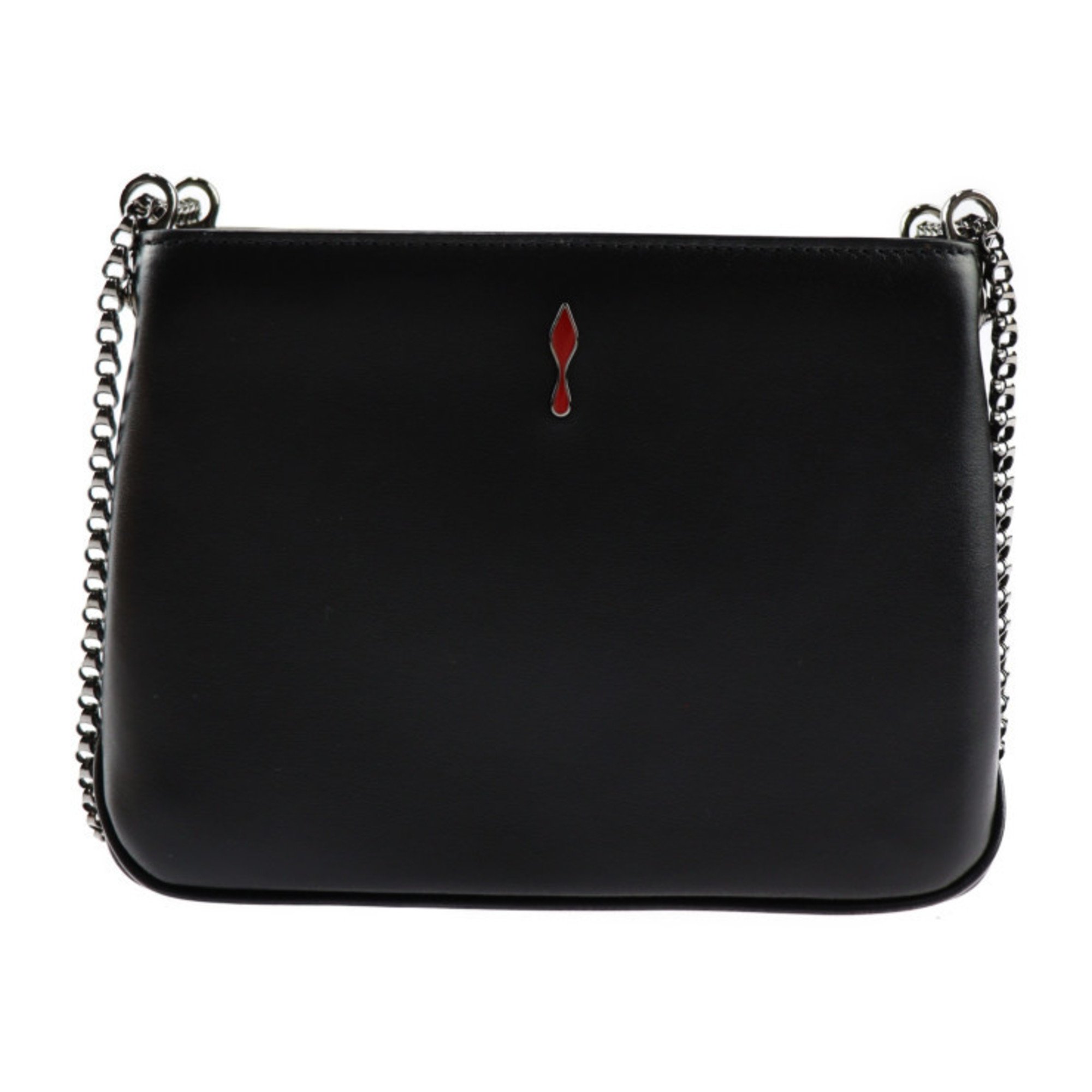 Christian Louboutin TRILOUBI SMALL Shoulder bag 1165020 Calf leather Black Gunmetal hardware Handbag Chain Spike studs