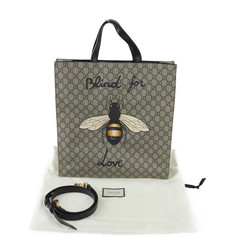 GUCCI Bee Print Bag 450950 GG Supreme Canvas Leather Beige Brown Black Shoulder