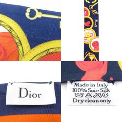 Christian Dior Scarf Muffler Ribbon Silk Navy x Multicolor Women's