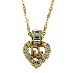 Christian Dior Necklace Women's Brand Heart GP Rhinestone Gold