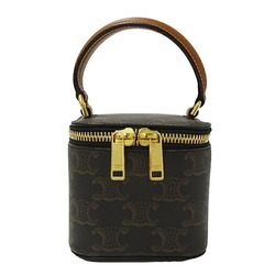 CELINE Bag Women's Brand Triomphe Handbag Shoulder 2way Mini Vanity Case Dark Brown Small Compact Cute