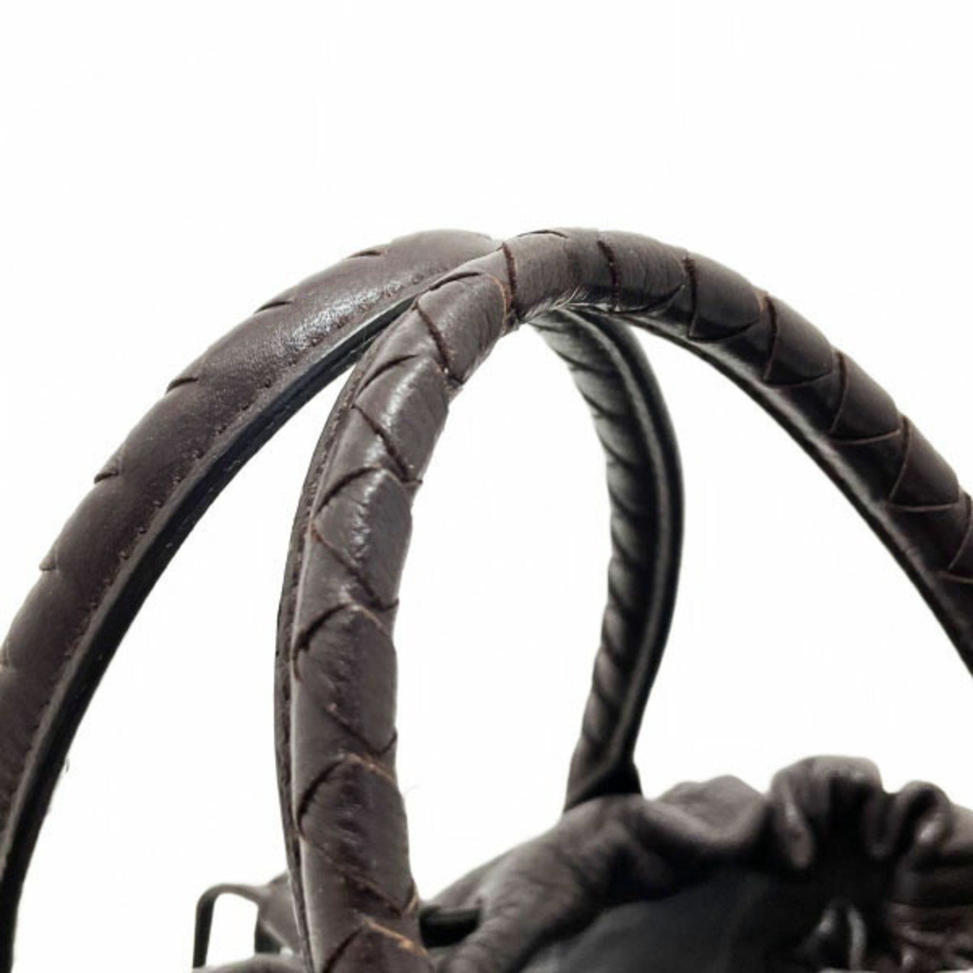 BOTTEGA VENETA Bag Intrecciato Handbag Leather Dark Brown 210612 Tote Shoulder Pochette KMN-12925