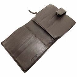 BOTTEGA VENETA Bifold Wallet Intrecciato Nappa Dark Brown 114073 Mesh Leather Lambskin Compact Round HH-12861