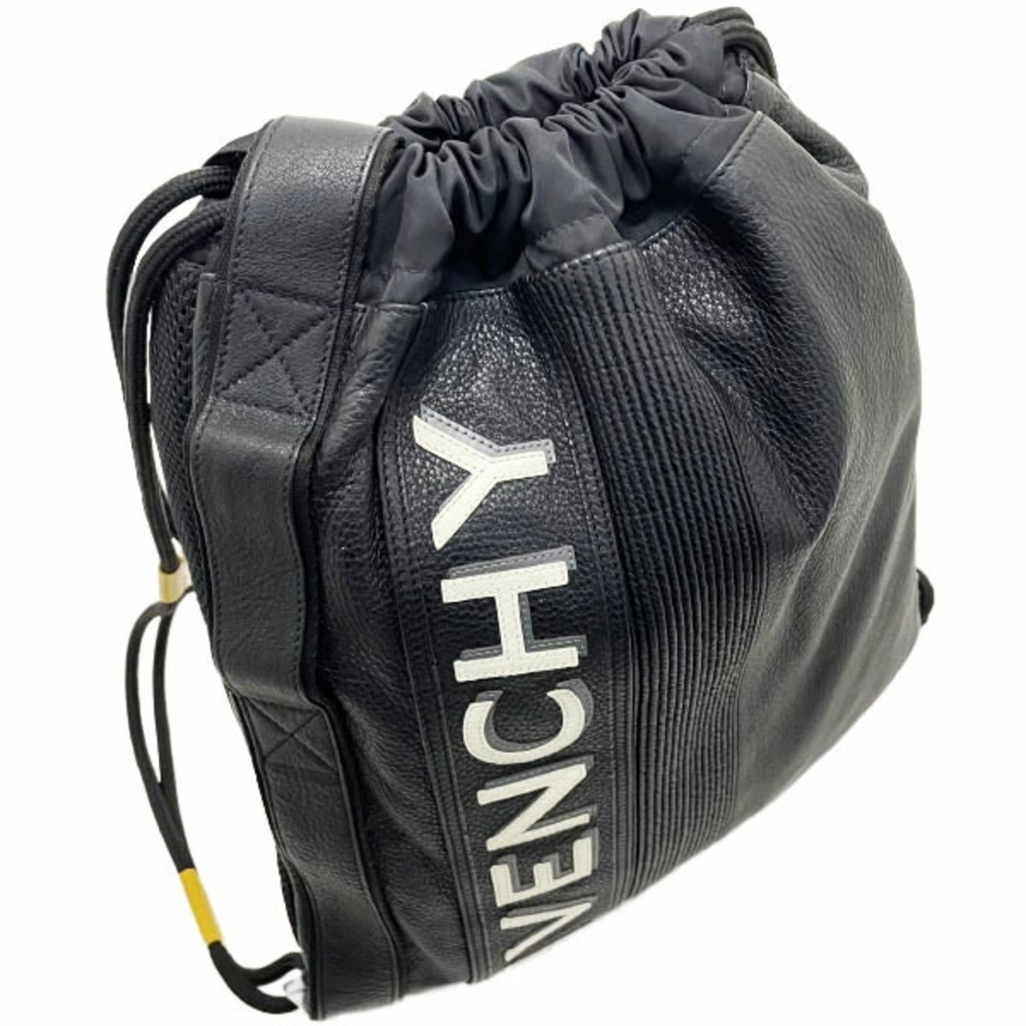 Givenchy Bag Pack MC3 Drawstring Leather Nylon Black BK502SK09 GIVENCHY Rucksack Knapsack Day Men's SW-13037