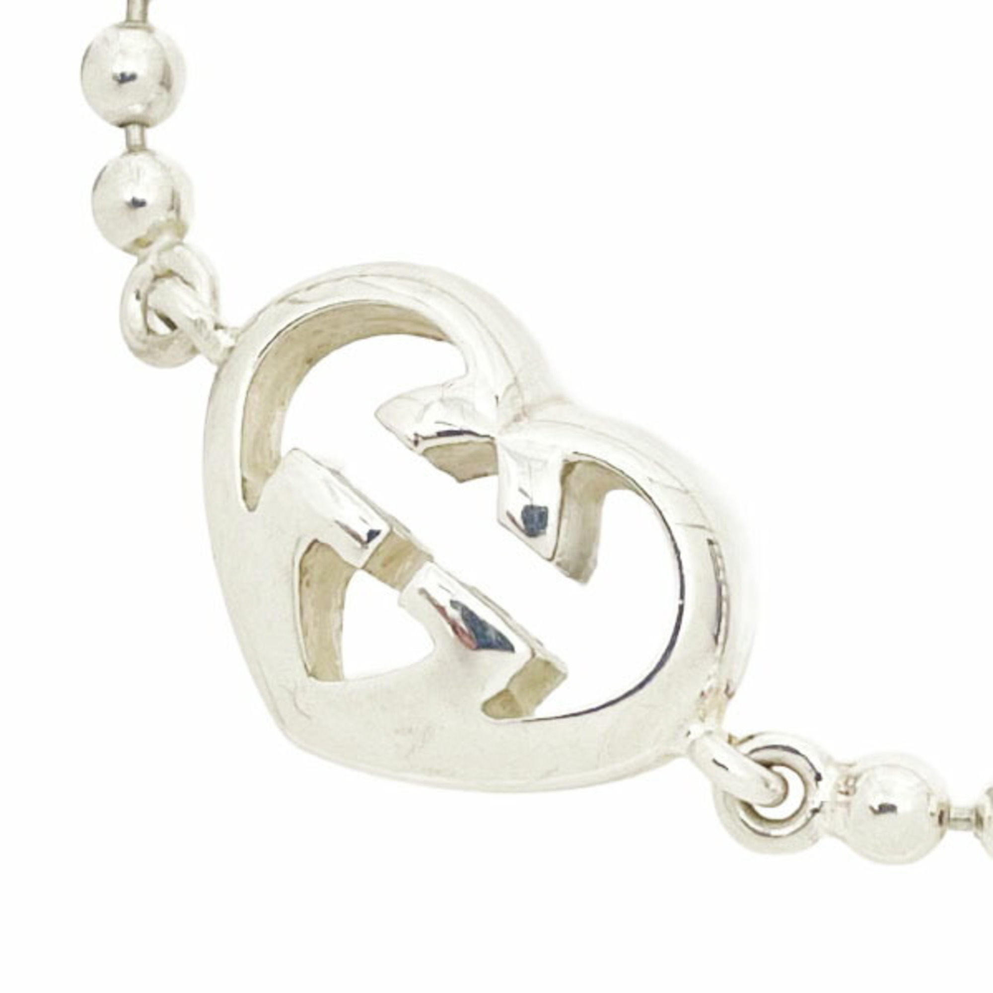 GUCCI Bracelet Love Brit Interlocking G Heart Ag925 SV925 Silver Size 18cm 246575 Ball Chain YY-12972