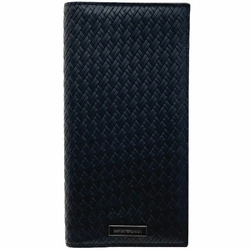 Emporio Armani Long Wallet Plate Bifold Leather Black EMPORIO ARMANI Mesh Men's SS-12971