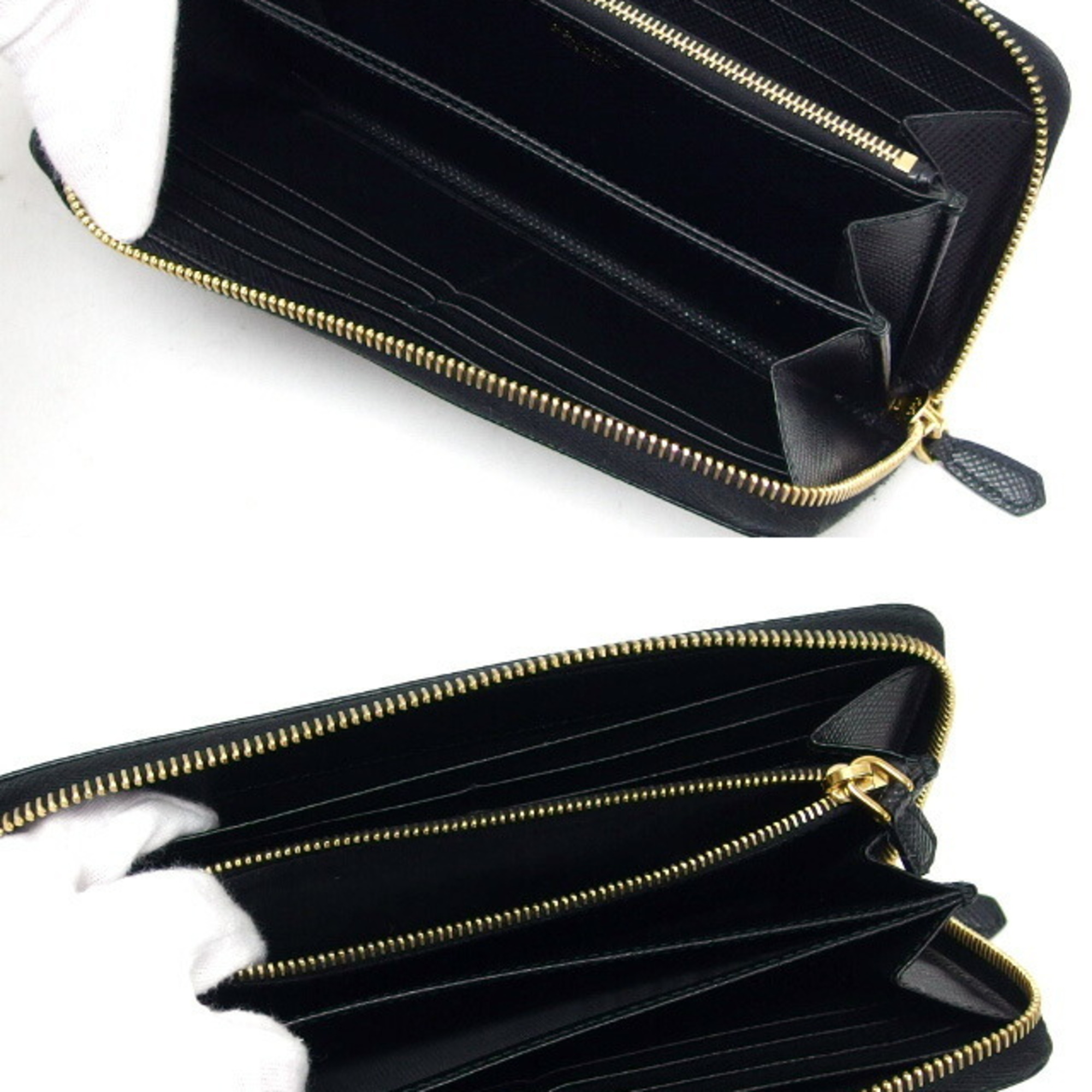 Prada Saffiano round long wallet black