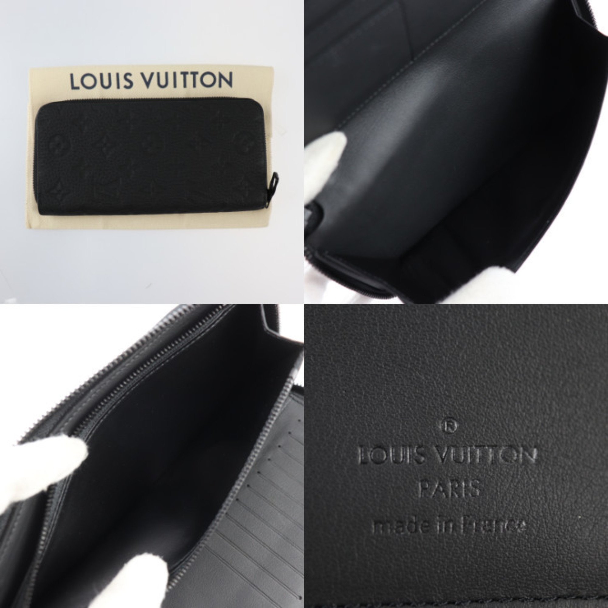 LOUIS VUITTON Zippy Wallet Vertical Monogram Embossed Long M69047 Taurillon Leather Black Round Vuitton