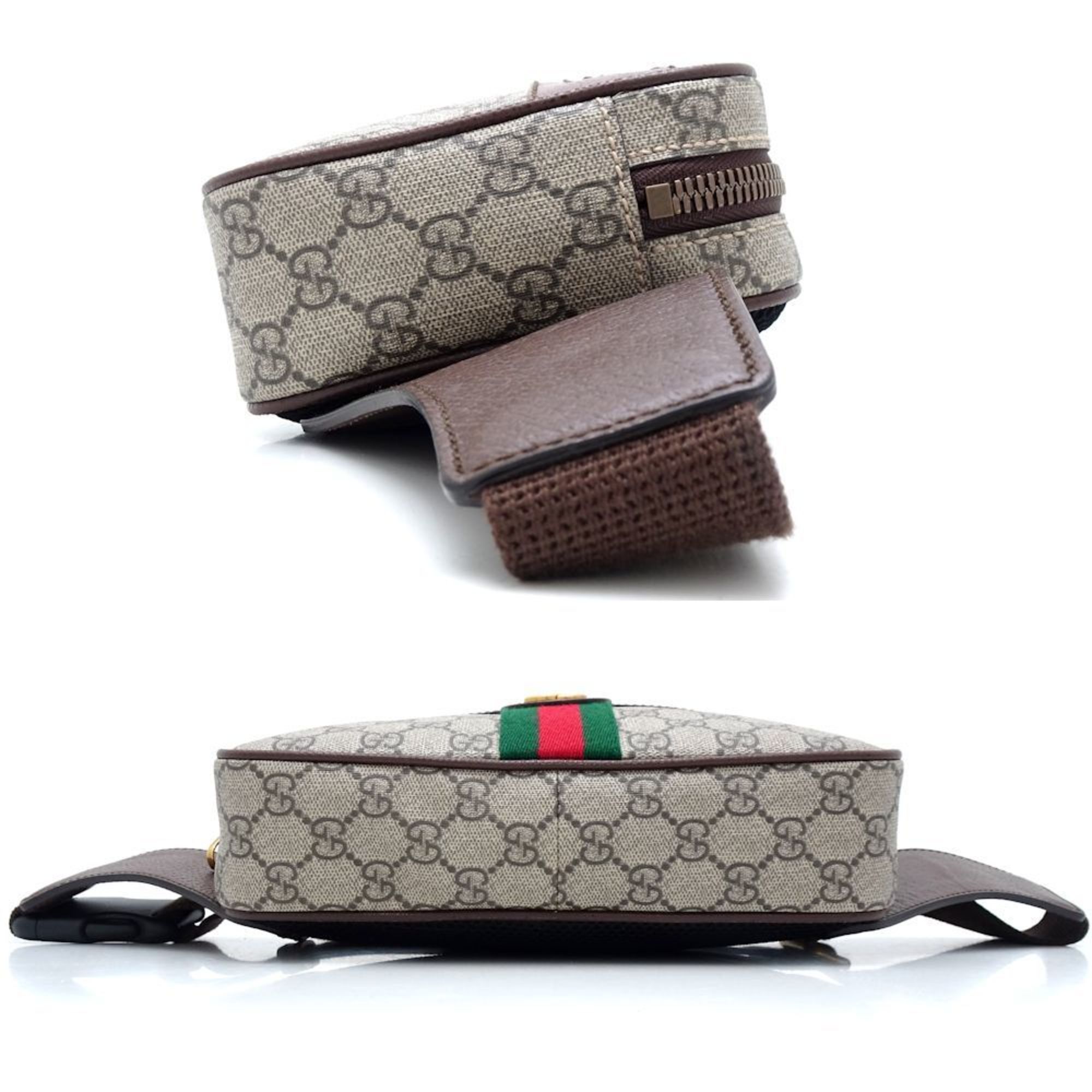 GUCCI GG Belt Bag 574796 Body Ophidia Soft Supreme Canvas x Leather Beige Brown 350825