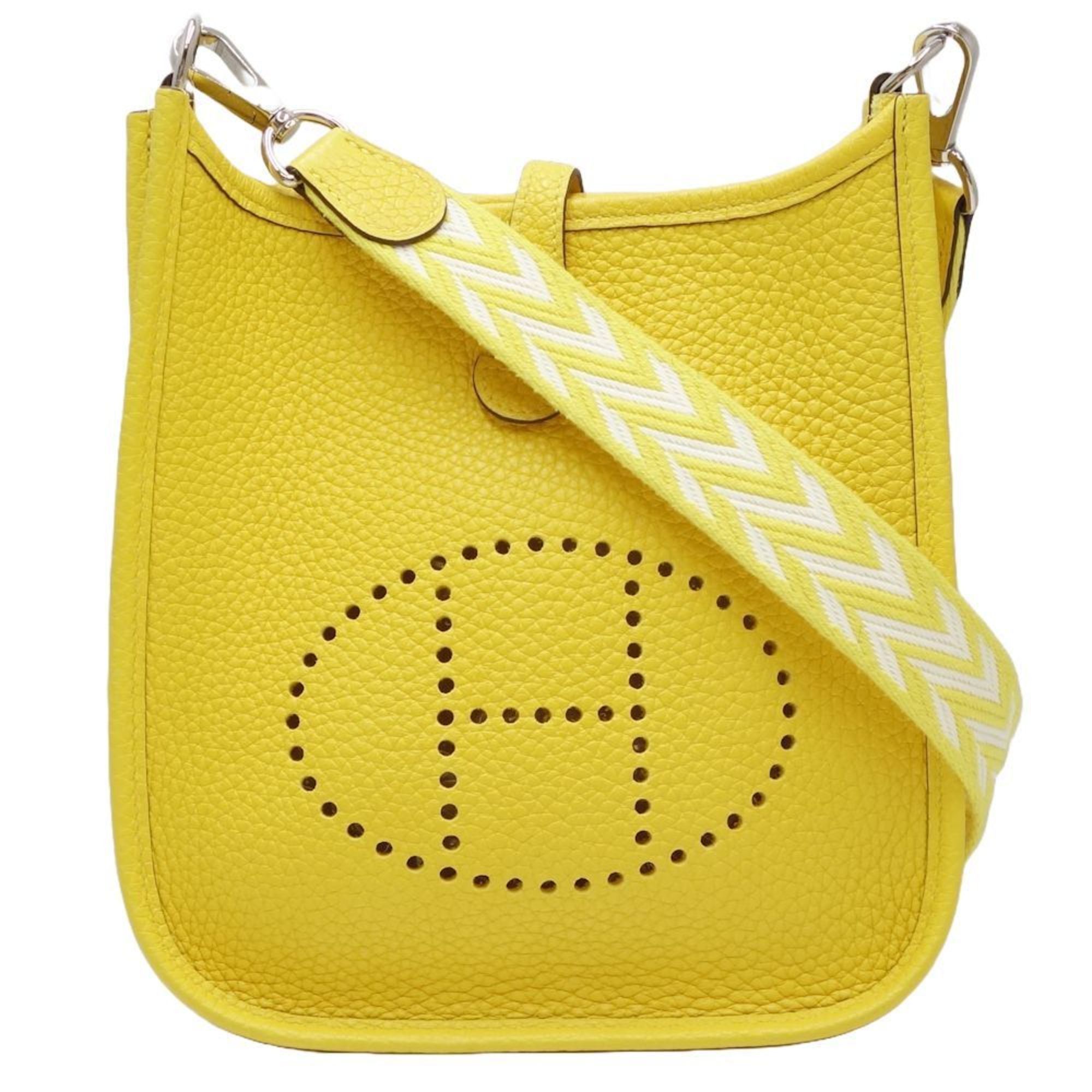 HERMES Evelyn TPM Crossbody Shoulder Bag Taurillon Clemence Jaune Naple 450189