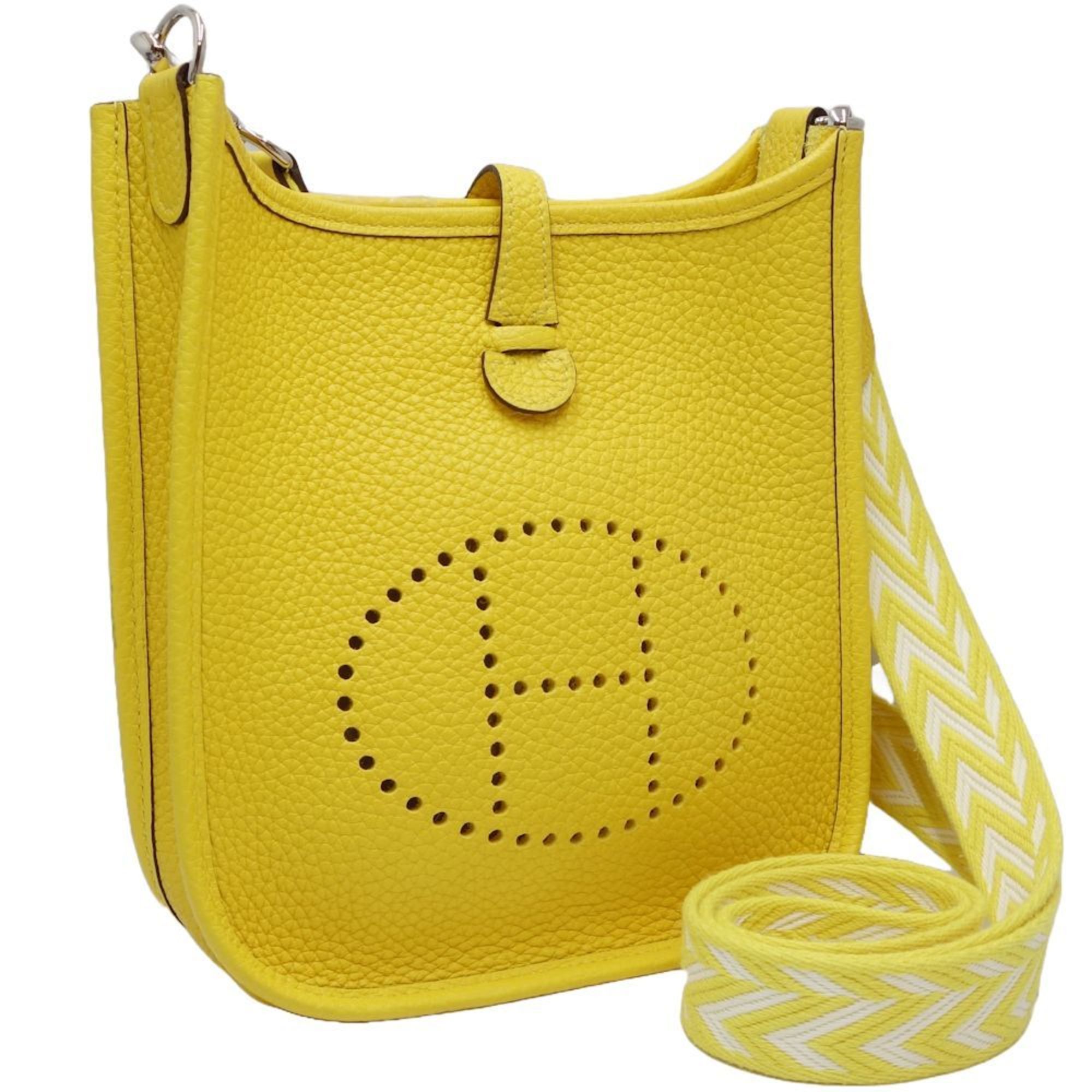 HERMES Evelyn TPM Crossbody Shoulder Bag Taurillon Clemence Jaune Naple 450189